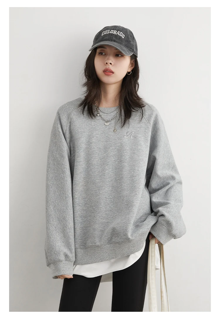 CHIC VEN Women Sweatshirts Loose Casual New O Neck Raglan Sleeves Long Sleeved Female Tops Pullover Spring Autumn 2025