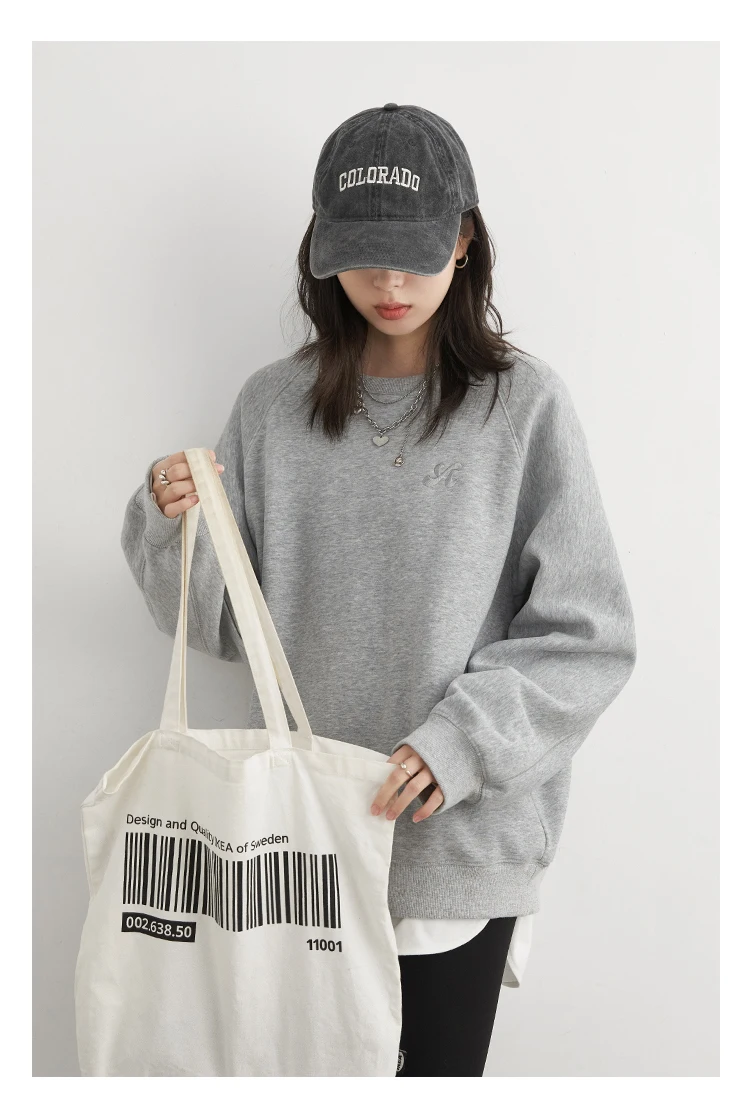 CHIC VEN Women Sweatshirts Loose Casual New O Neck Raglan Sleeves Long Sleeved Female Tops Pullover Spring Autumn 2025