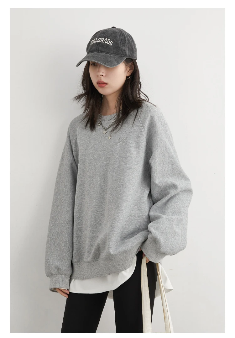 CHIC VEN Women Sweatshirts Loose Casual New O Neck Raglan Sleeves Long Sleeved Female Tops Pullover Spring Autumn 2025
