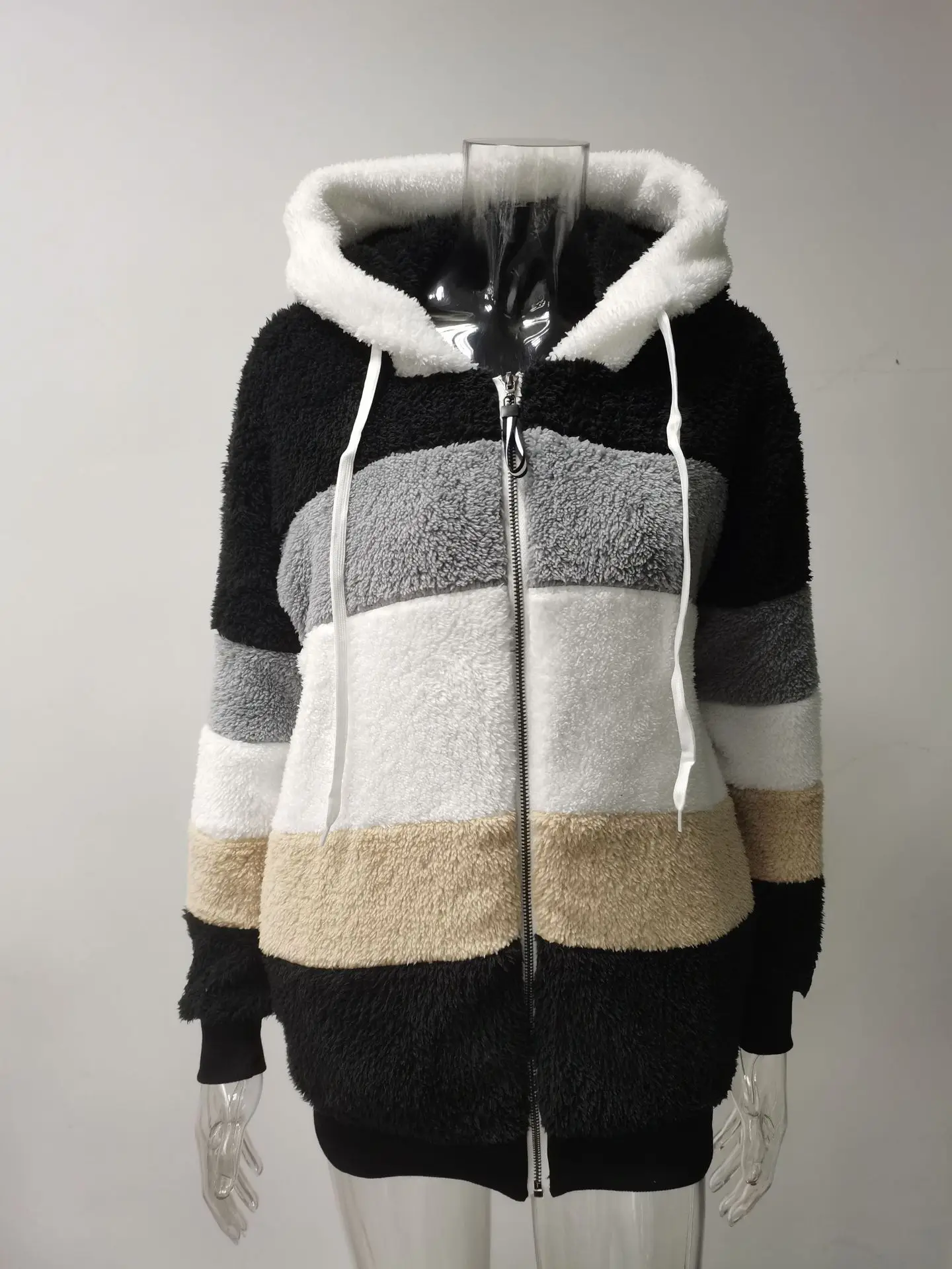 Customizable 2025 New UZZDSS Winter Women Coat Fashion Casual Stitching Plaid Clothes Hooded Zipper Ladies Coat Women Jacket