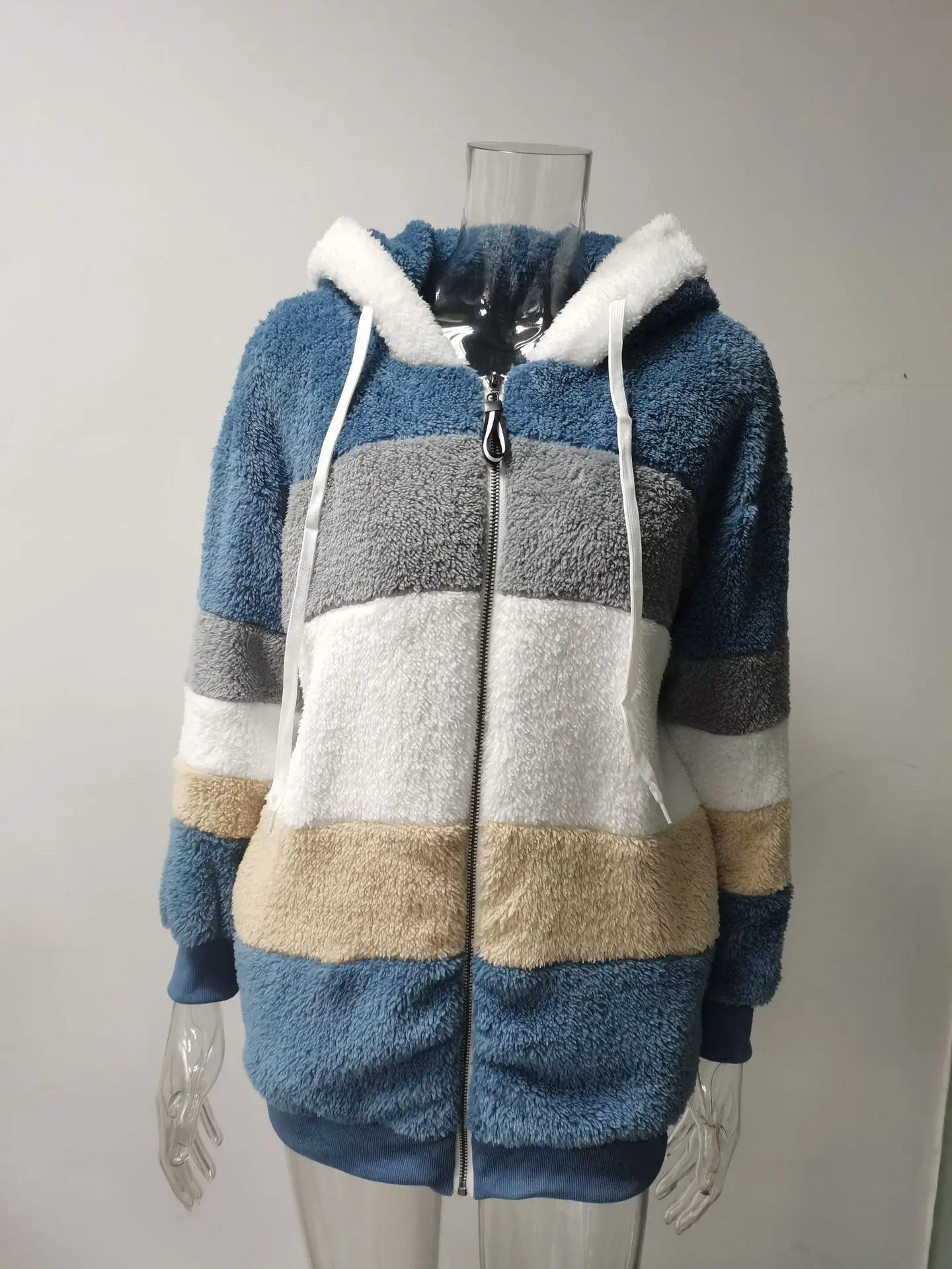 Customizable 2025 New UZZDSS Winter Women Coat Fashion Casual Stitching Plaid Clothes Hooded Zipper Ladies Coat Women Jacket