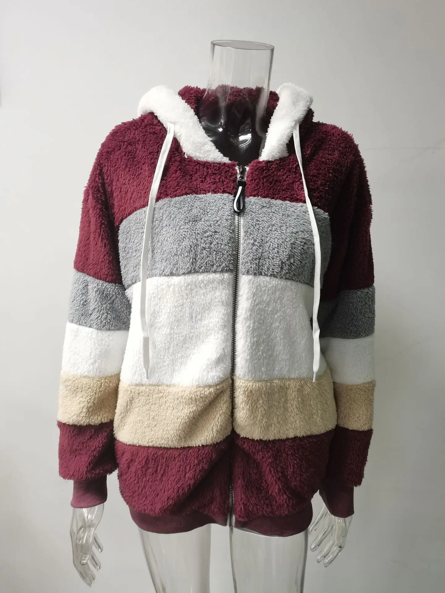 Customizable 2025 New UZZDSS Winter Women Coat Fashion Casual Stitching Plaid Clothes Hooded Zipper Ladies Coat Women Jacket