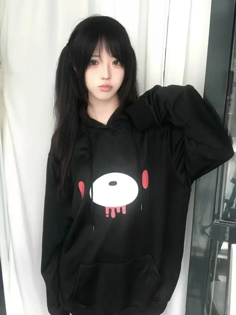 Autumn Lazy Women Casaul Gothic Sweatshirt Y2k Aesthetic Japanese Cartoon Print High Street Hoodied Harajuku Punk Clothes