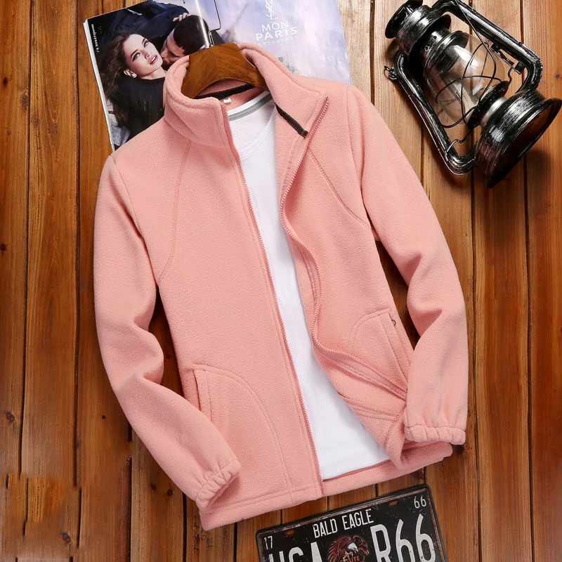 2023 Autumn Winter New Women Fleece Zip-up Sweatshirts Tops Brand Long Sleeve Running Style Solid Color Warm Polar Fleece Coat