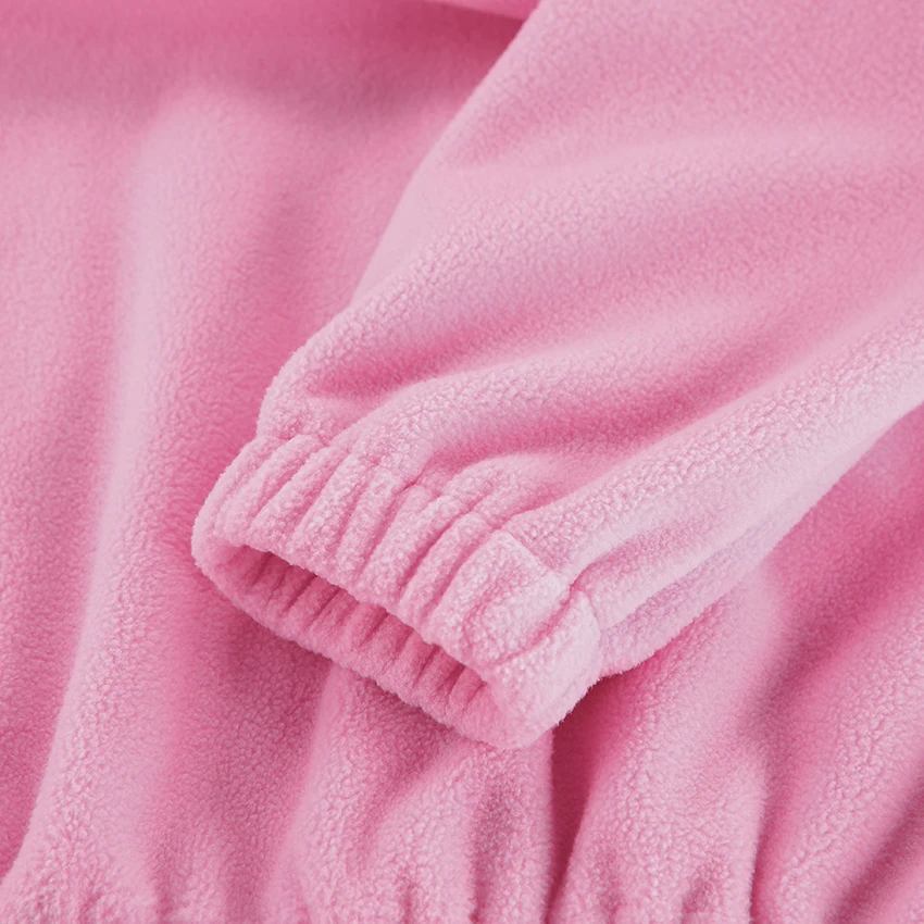 Linad 2025 Street Chic Pink Zipper Sweatshirt Female Spring Casual Long Sleeve Ladies Tops Fashion Loose Berber Fleece Shirt
