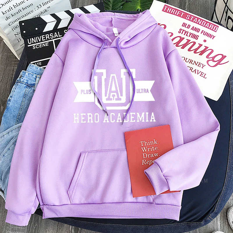 Harajuku Anime Manga UA My Hero Academia Logo Hoodies Sweatshirt Men Long Sleeve Streetwear Women Patchwork Winter Sweatshirts