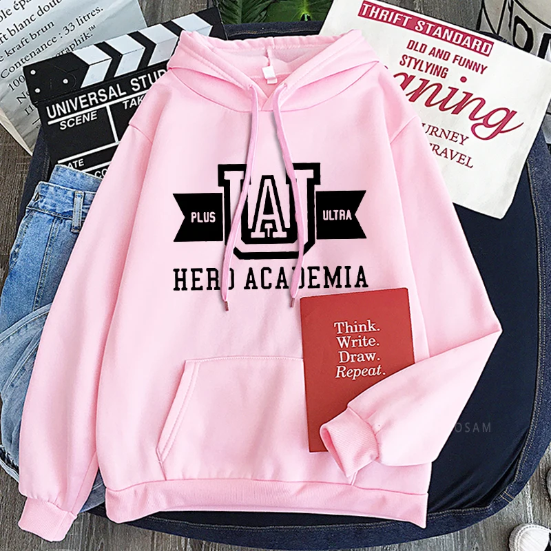 Harajuku Anime Manga UA My Hero Academia Logo Hoodies Sweatshirt Men Long Sleeve Streetwear Women Patchwork Winter Sweatshirts