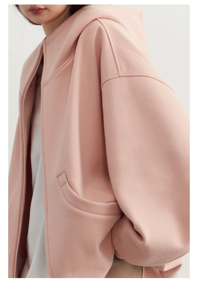 CHIC VEN Women Sweatshirts Loose Casual Hooded Long Sleeves with Plush Sweater Double Zipper Oversize Coat Spring Autumn 2026