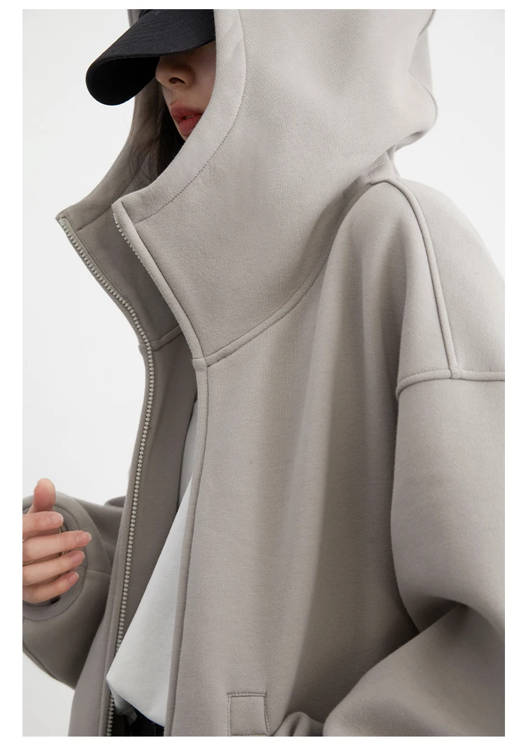 CHIC VEN Women Sweatshirts Loose Casual Hooded Long Sleeves with Plush Sweater Double Zipper Oversize Coat Spring Autumn 2026
