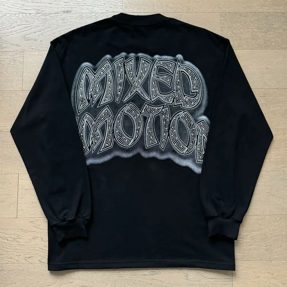 MIXED EMOTION Long Sleeve T-shirt Men Women High Street Full Print 100% Cotton Crewneck Hip Hop Oversized Tops