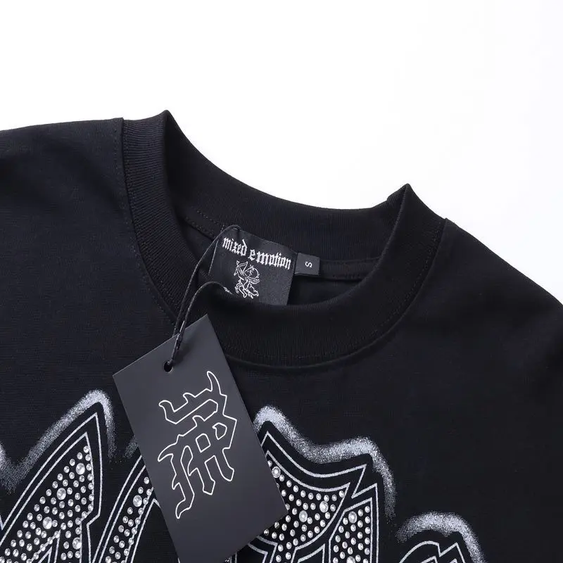 MIXED EMOTION Long Sleeve T-shirt Men Women High Street Full Print 100% Cotton Crewneck Hip Hop Oversized Tops