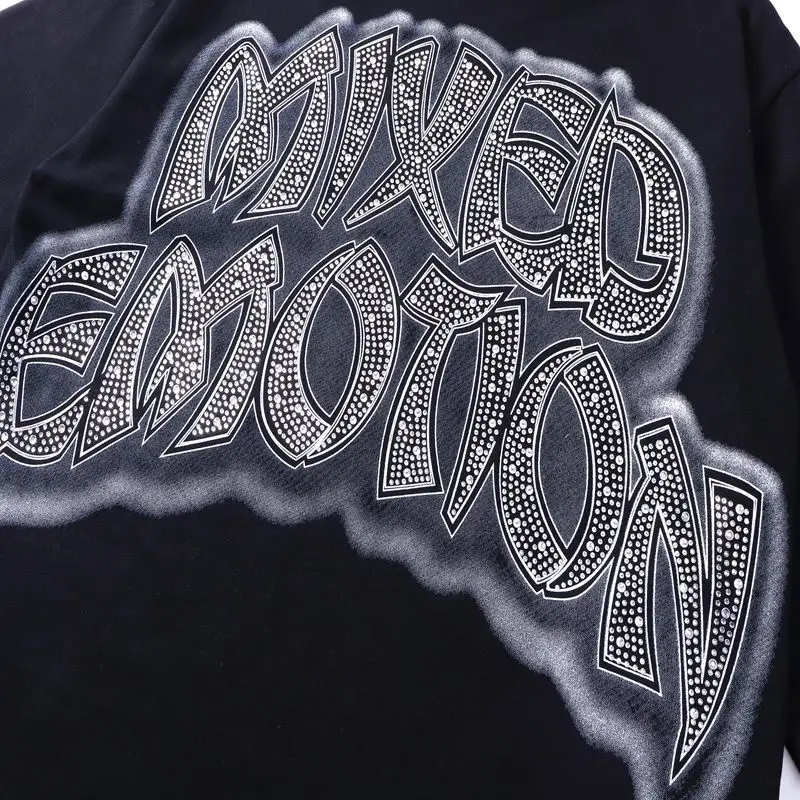 MIXED EMOTION Long Sleeve T-shirt Men Women High Street Full Print 100% Cotton Crewneck Hip Hop Oversized Tops