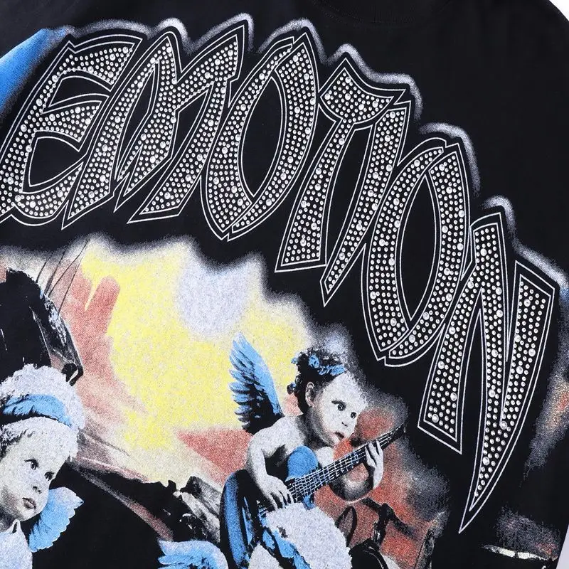 MIXED EMOTION Long Sleeve T-shirt Men Women High Street Full Print 100% Cotton Crewneck Hip Hop Oversized Tops
