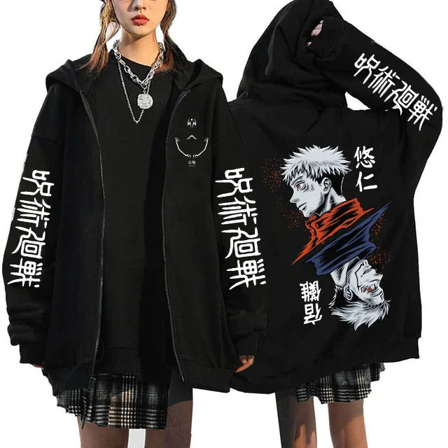 Jujutsu Kaisen Zip Up Hoodies Gojo Satoru Gothic Zippper Jackets Japanese Anime Y2k Sweatshirts Yuji Itadori Harajuku Streetwear