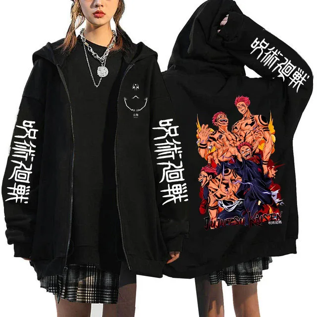 Jujutsu Kaisen Zip Up Hoodies Gojo Satoru Gothic Zippper Jackets Japanese Anime Y2k Sweatshirts Yuji Itadori Harajuku Streetwear