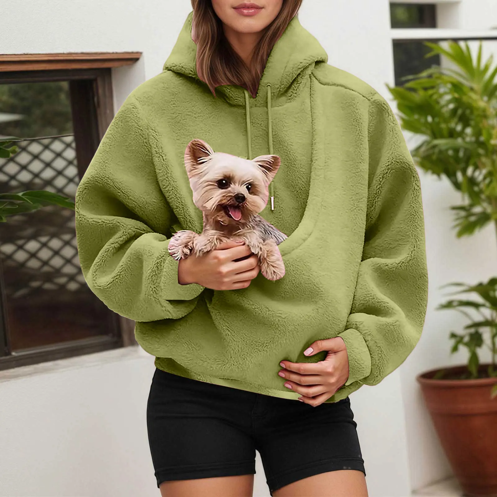 Cat Lovers Hoodie For Women Kangaroo Dog Pet Holder Carrier Big Pocket Fleece Pullovers Animal Pouch Hooded Sweatshirt Tops