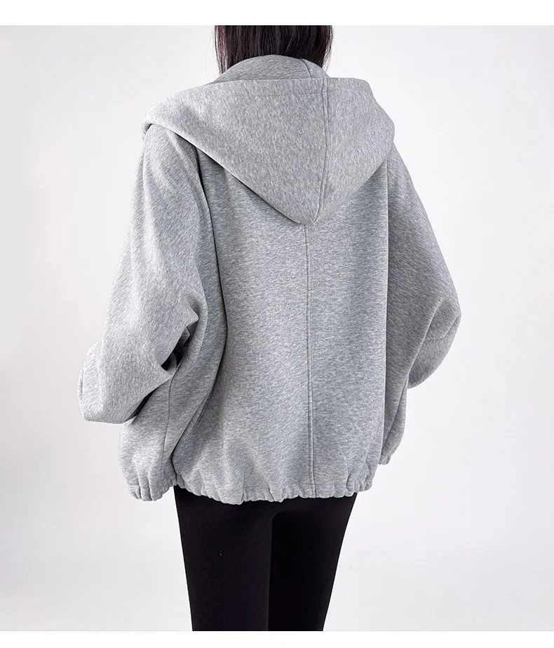 KarSaNy Hooded Sweatshirt With Zipper Women Oversize Hoodies Loose Navy Blue Casual Jackets Women's Zipper Sweatshirts With Hood