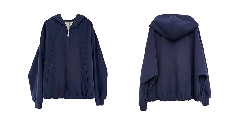 KarSaNy Hooded Sweatshirt With Zipper Women Oversize Hoodies Loose Navy Blue Casual Jackets Women's Zipper Sweatshirts With Hood