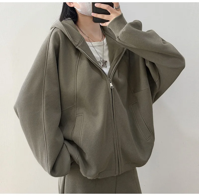 KarSaNy Hooded Sweatshirt With Zipper Women Oversize Hoodies Loose Navy Blue Casual Jackets Women's Zipper Sweatshirts With Hood