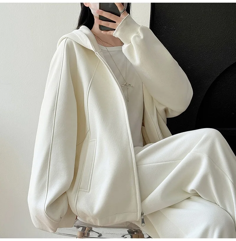 KarSaNy Hooded Sweatshirt With Zipper Women Oversize Hoodies Loose Navy Blue Casual Jackets Women's Zipper Sweatshirts With Hood