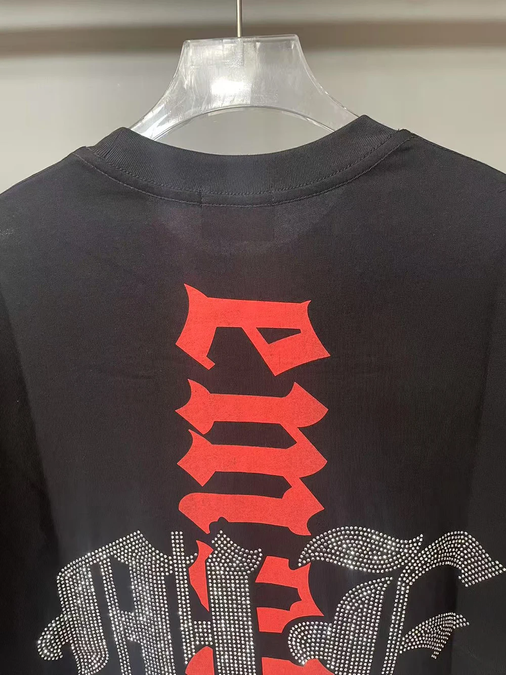 MIXED EMOTION Shirt Rhinestone Short Sleeve Men Women T-shirt Streetwear 100% Cotton Loose Round Neck Top Tees Oversized Tee Top