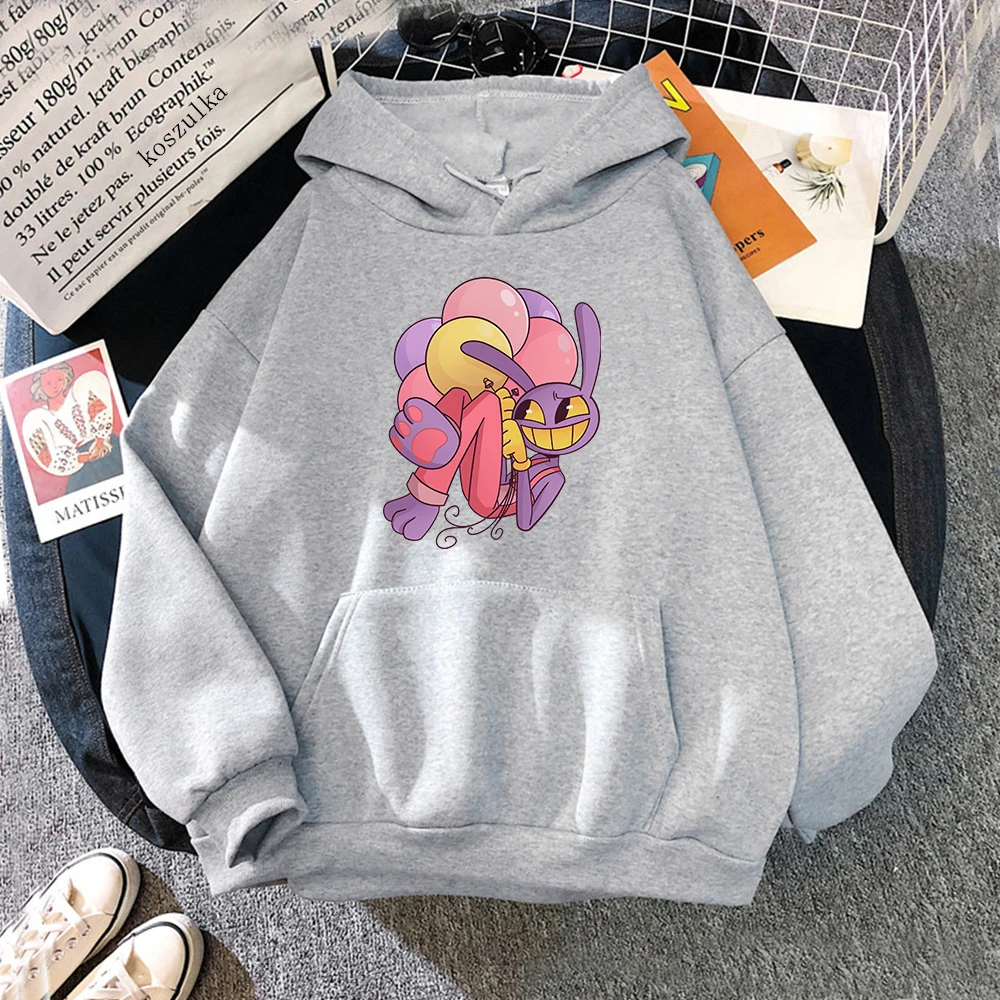Digital Circus Jax Hoodie Fashion Women Aesthetic Graphic Kawaii Rabbit Hug Balloons Hoodies Unisex Cartoon Pullover Sweatshirts