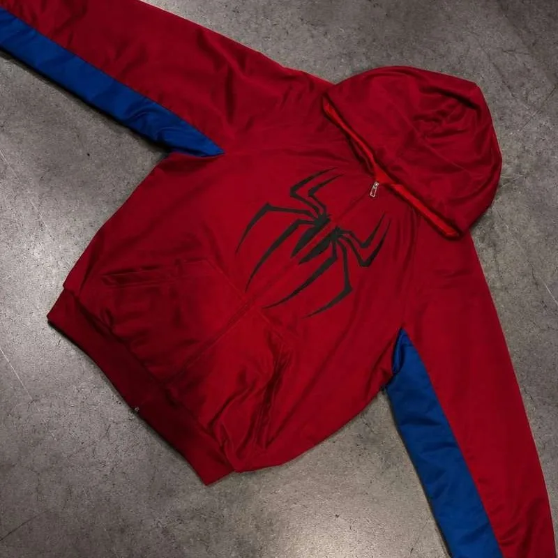 Y2K Gothic Hoodie Unisex Black Red Colorblock Oversized Sweatshirt Asymmetric Metal Buckle Hooded Pullover Punk Streetwear Fashi