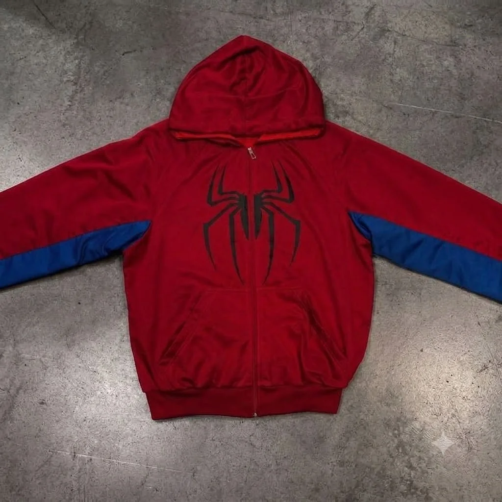 Y2K Gothic Hoodie Unisex Black Red Colorblock Oversized Sweatshirt Asymmetric Metal Buckle Hooded Pullover Punk Streetwear Fashi