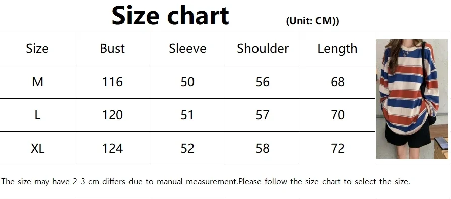 Women's Autumn T-shirt Striped Top Sweatshirt 2024 Korean Fashion Long-sleeved T-shirt Spliced Loose Couple Oversized Hoodie