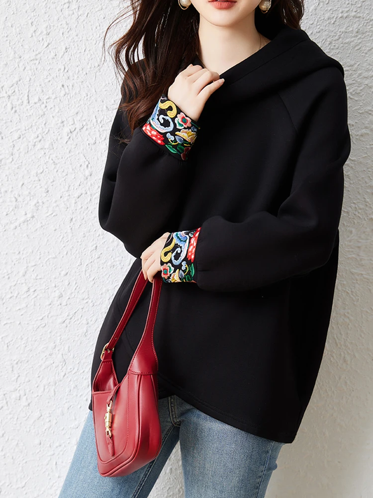 Chinese Style Sweatshirts Women's Hoodies Fashion Pullovers Spring Autumn Casual Sweatshirts Tops Female