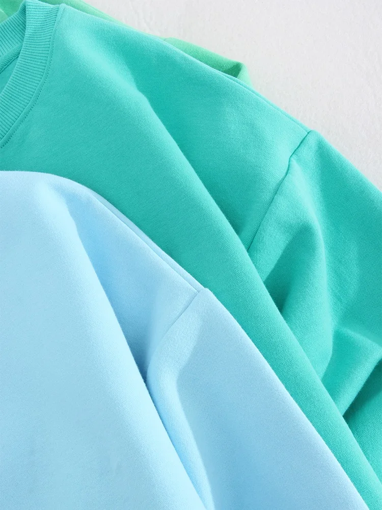 Blue Cotton Sweatshirts Oversize Women O Neck Loose Pullovers Long Sleeve Top Solid Oversized Green Sweatshirt For Women