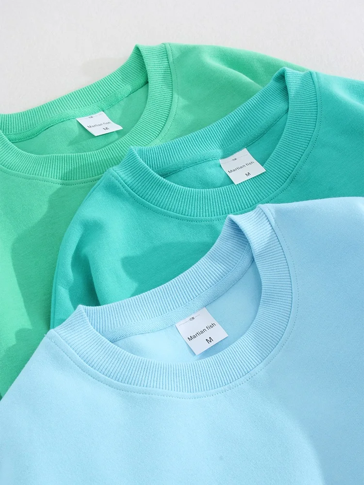 Blue Cotton Sweatshirts Oversize Women O Neck Loose Pullovers Long Sleeve Top Solid Oversized Green Sweatshirt For Women
