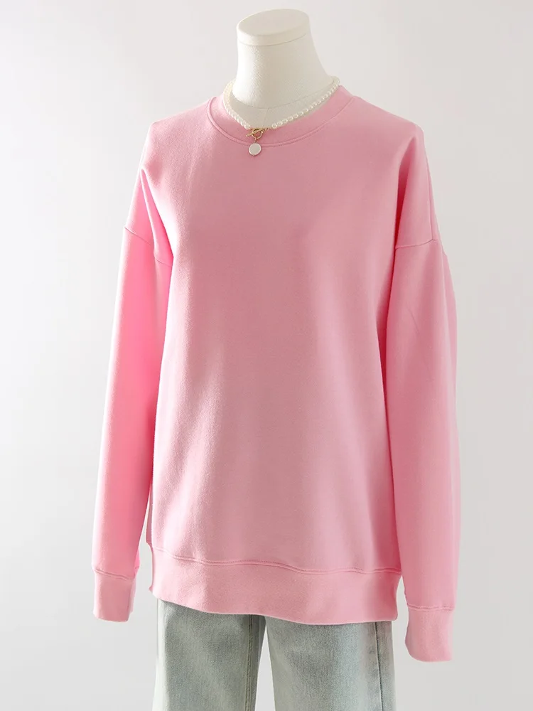 White Oversized Crewneck Sweatshirts Women Autumn Comfort Colors Pink Mom Sweatshirt Yellow Cotton Fall Sweatshirt For Women