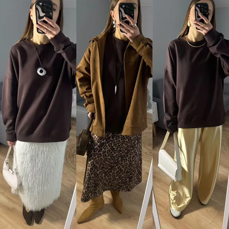 White Oversized Crewneck Sweatshirts Women Autumn Comfort Colors Pink Mom Sweatshirt Yellow Cotton Fall Sweatshirt For Women