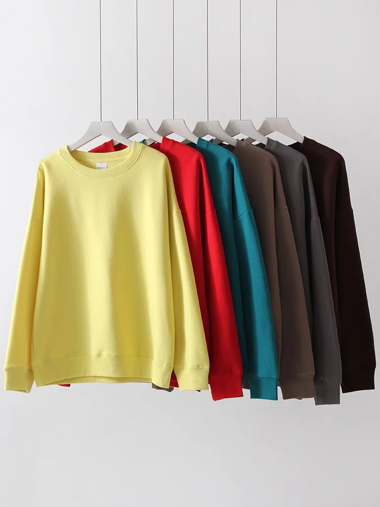 White Oversized Crewneck Sweatshirts Women Autumn Comfort Colors Pink Mom Sweatshirt Yellow Cotton Fall Sweatshirt For Women