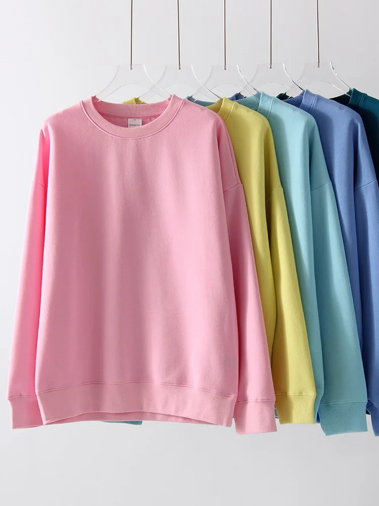 White Oversized Crewneck Sweatshirts Women Autumn Comfort Colors Pink Mom Sweatshirt Yellow Cotton Fall Sweatshirt For Women
