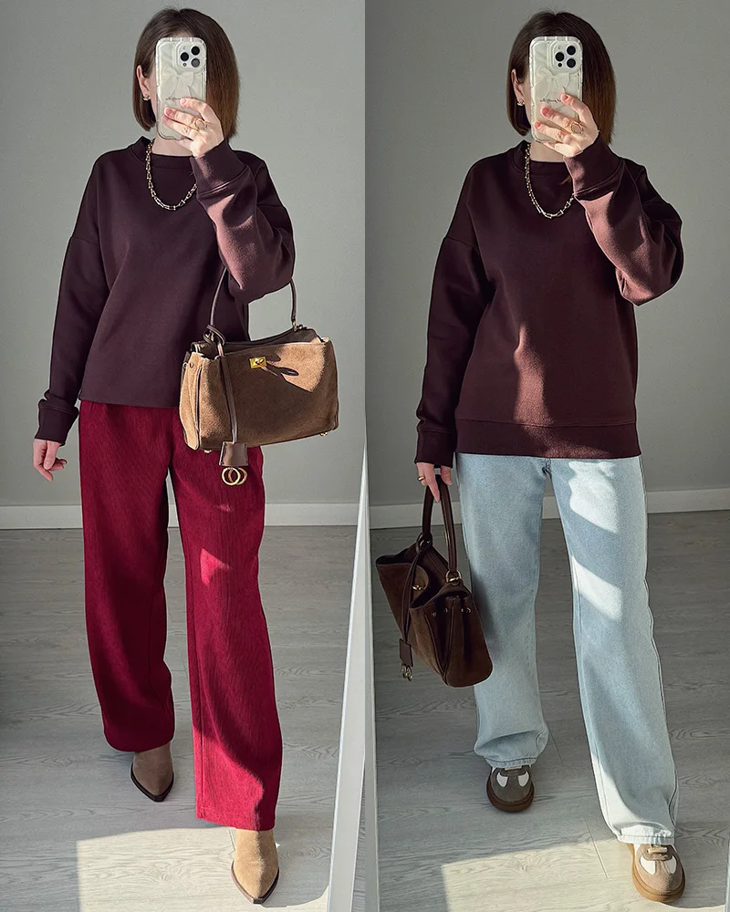 White Oversized Crewneck Sweatshirts Women Autumn Comfort Colors Pink Mom Sweatshirt Yellow Cotton Fall Sweatshirt For Women