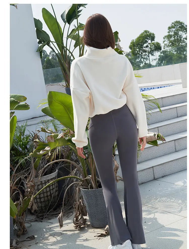 New Autumn Winter Clothes Warm Casual High Waist Coat Solid Color Fleece Fitness Short Jacket Slim Lady Zipper Sweatshirt Women