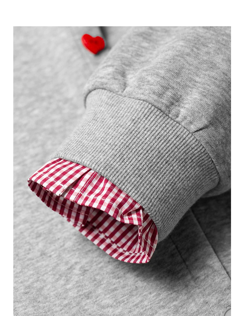 TOYOUTH Women's Air Cotton Sweatshirt Jacket 2026 Autumn New Plaid Patchwork Heart Embroidery College