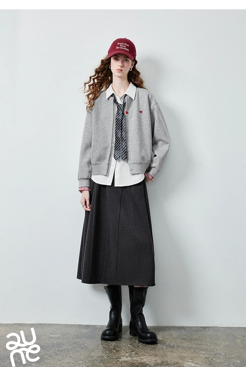 TOYOUTH Women's Air Cotton Sweatshirt Jacket 2026 Autumn New Plaid Patchwork Heart Embroidery College