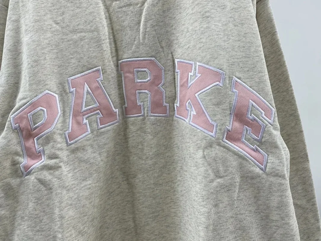 Flordevida Gray sweatshirt with Classic Style Letter embroidery for Women crew neck cotton long sleeve casual sweatshirt female