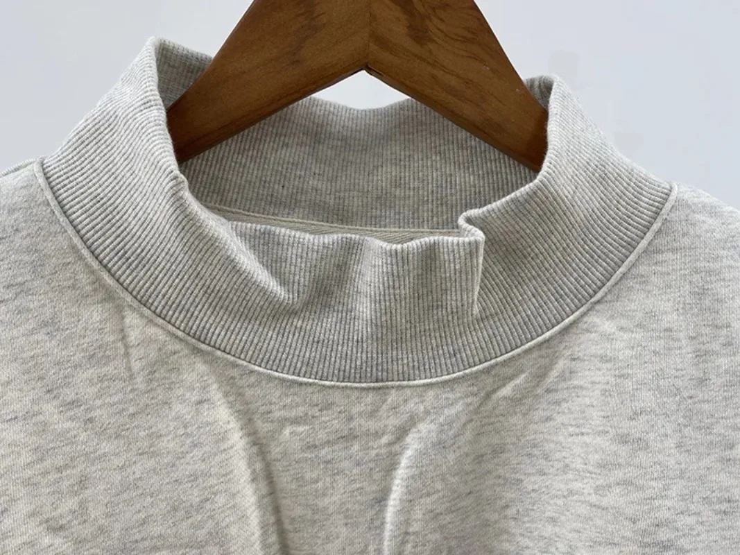 Flordevida Gray sweatshirt with Classic Style Letter embroidery for Women crew neck cotton long sleeve casual sweatshirt female