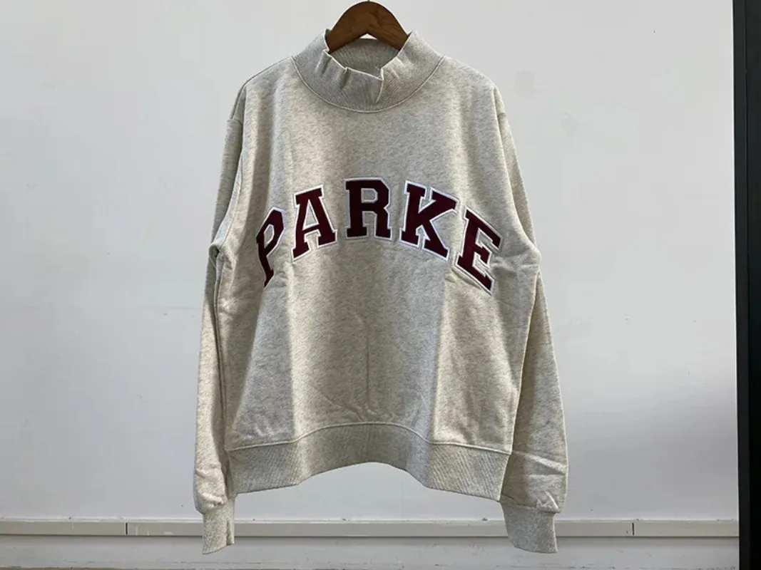 Flordevida Gray sweatshirt with Classic Style Letter embroidery for Women crew neck cotton long sleeve casual sweatshirt female