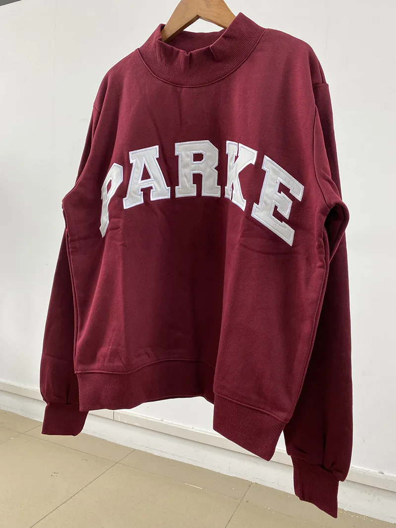 Flordevida Gray sweatshirt with Classic Style Letter embroidery for Women crew neck cotton long sleeve casual sweatshirt female