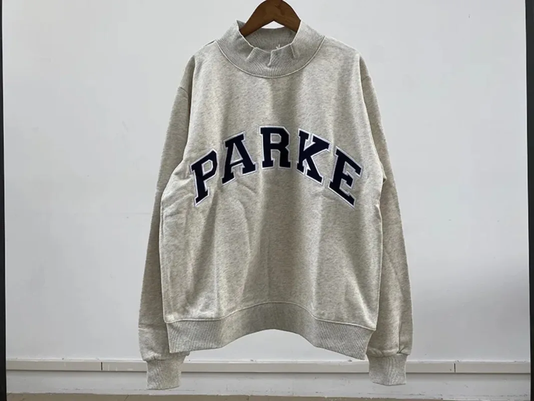 Flordevida Gray sweatshirt with Classic Style Letter embroidery for Women crew neck cotton long sleeve casual sweatshirt female