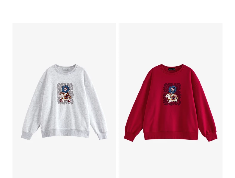 TOYOUTH Mengzhu Daji New Year Co-branded Hoodie for Women 2025 Winter New Pellet Fleece Velvet Loose Year of the Horse Top