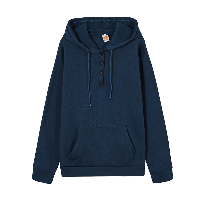 European and N Women's Long-sleeved Loose Casual Hooded Drawstring Pocket Hoodie