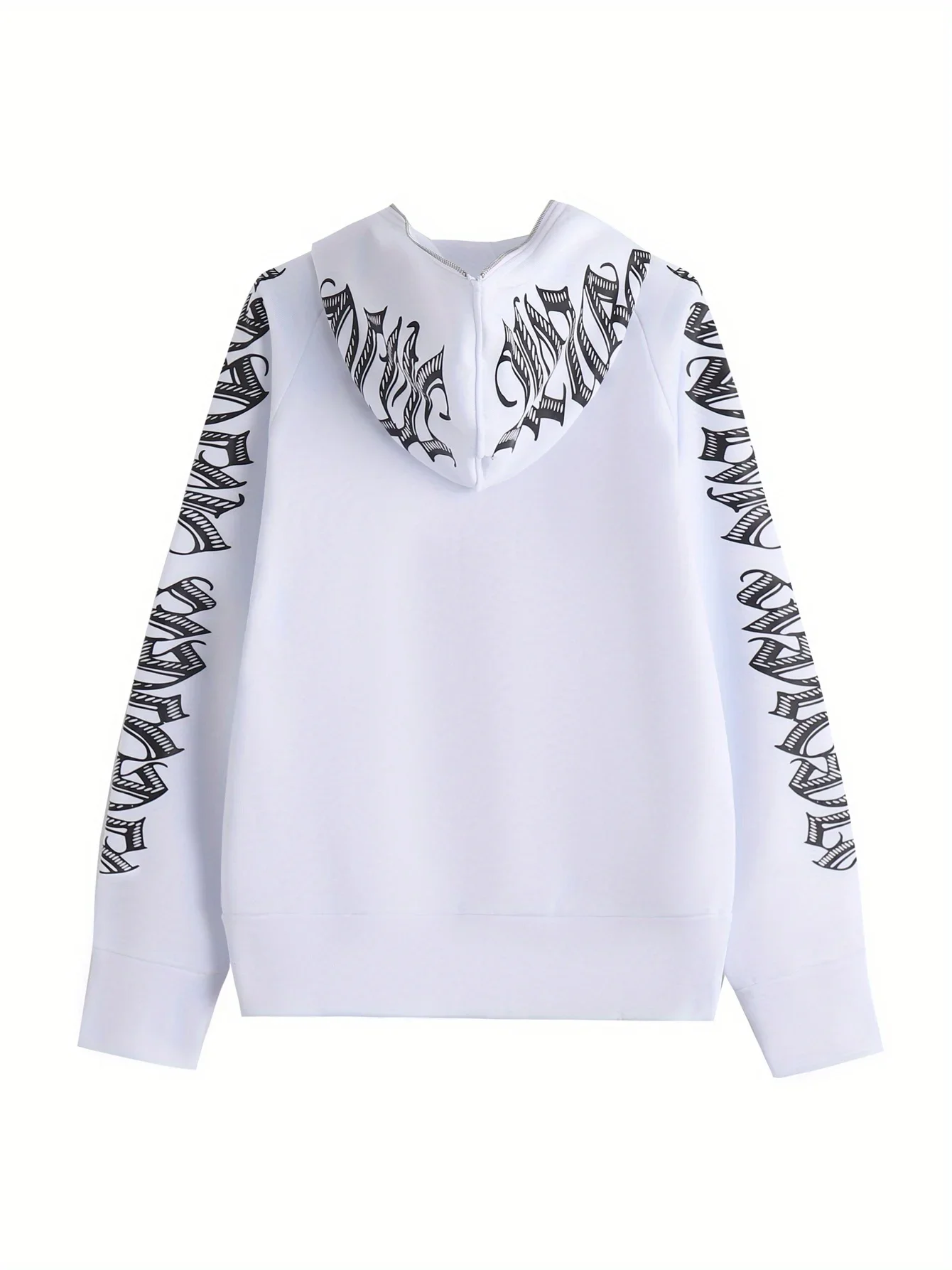 Letter Print Long Sleeve Zip Up Hoodies, Cyber Y2K Gothic Punk Sweatshirt, Women's Clothing