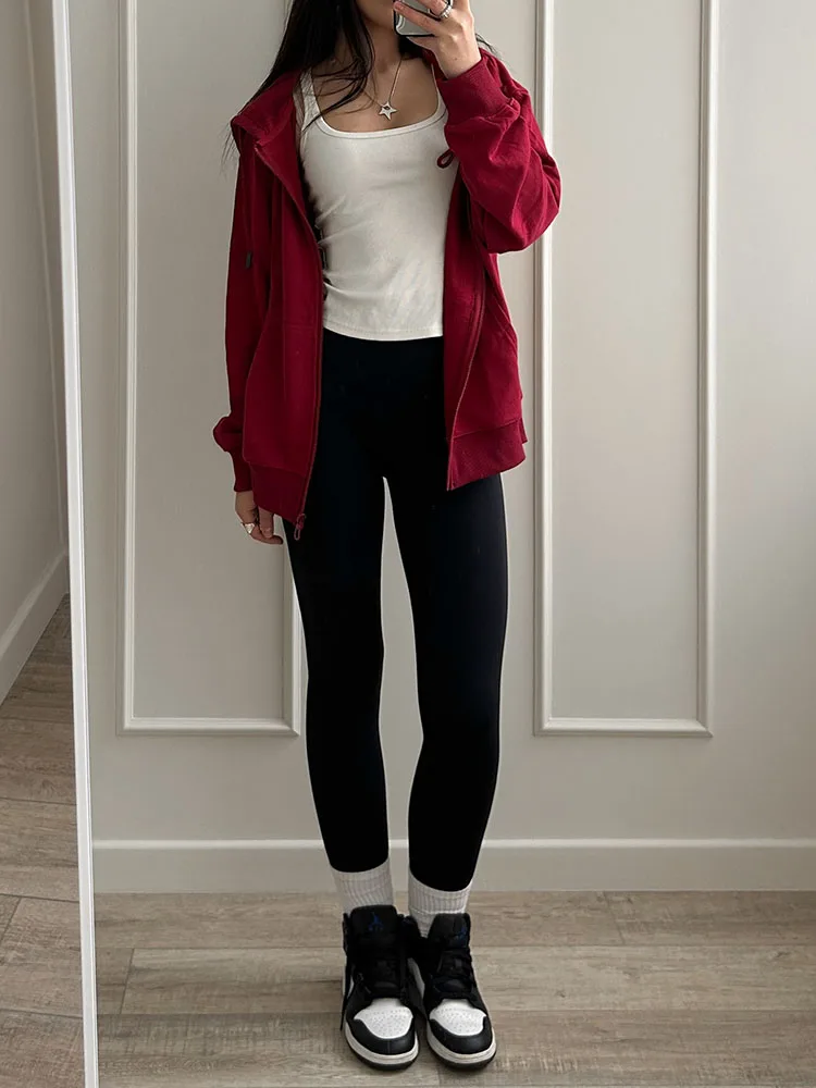 Hoodies Oversized Zip Up Sweatshirt Women White Cotton Fall Sweatshirt With Hood Zipper Gray Hooded Sweatshirts Zip Coat Women