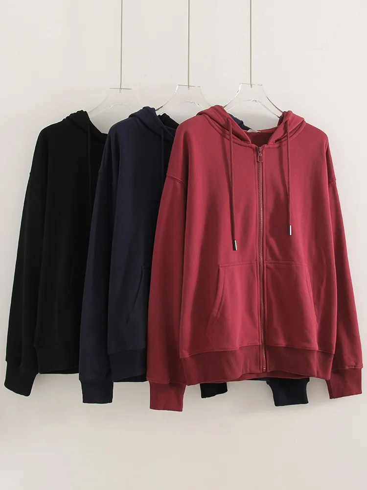 Hoodies Oversized Zip Up Sweatshirt Women White Cotton Fall Sweatshirt With Hood Zipper Gray Hooded Sweatshirts Zip Coat Women